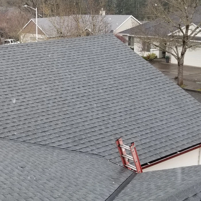 shingle roof installed in a residential house